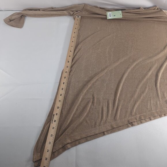 Magic Scarf Company Tan Beige Long Sleeve Shirt Tunic One Size S-L Asymmetrical - Picture 11 of 14